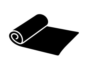 Black and white illustration of a rolled or unrolled Yoga Mat