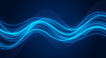 abstract blue wave background. futuristic blue light wave on dark background, abstract energy flow illustration.