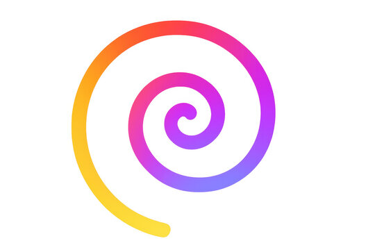 Vibrant spiral swirling yellow, orange, pink, purple hues merging into dynamic vortex pattern against transparent background