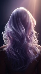 Fototapeta premium A close-up view of voluminous, wavy purple hair.