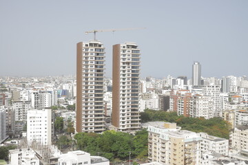 Santo Domingo, June 24, 2025 – Aerial drone view over large buildings in the heart of Santo Domingo