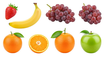 fruit mix isolated separately arranged on transparent background PNG file