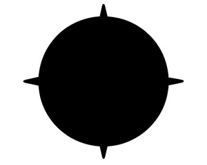 A black and white stylized image of a crosshair target symbol