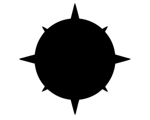 Abstract Black Shape A Spherical Form with Sharp Protrusions, Isolated on White