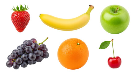 colorful fruits layout separate pieces on transparent background PNG file
