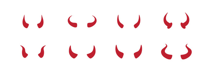 Devil horn Vector icon red Template design. Demon satan horns symbol