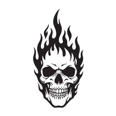 Obraz premium Flaming skull with sharp teeth fire flames