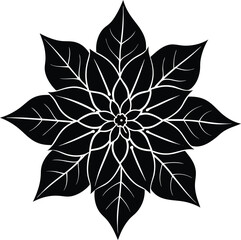 Black silhouette christmas poinsettia flower vector graphic