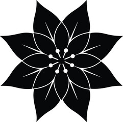 Elegant black christmas poinsettia silhouette vector flower