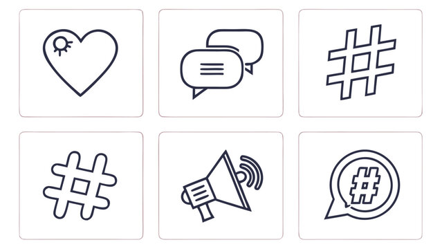 Social Media Icon Set in Dark Gray for Networking, Communication, and Digital Interaction