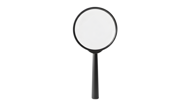 A simple image of a black magnifying glass isolated against a black background   ai generative, transparent background, white background.
