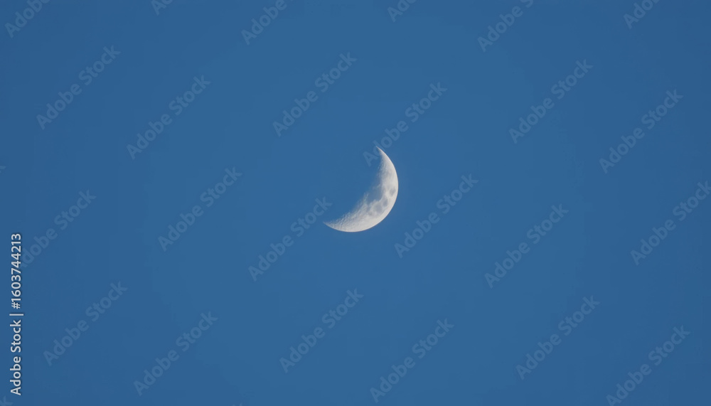 Aufkleber crescent moon illuminated in a clear blue sky during the evening twilight hours in an open setting