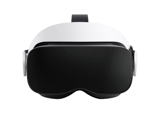 VR headset, white and black, front view