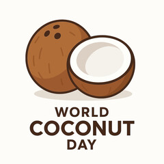 World Coconut Day - Flat Coconut Vector Icon Design