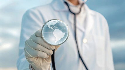 Doctor stethoscope glove earth healthcare environment medical global professional uniform focus