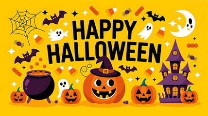 Happy Halloween Vector Background 