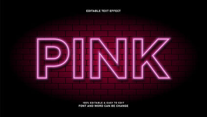 Pink neon text effect and editable