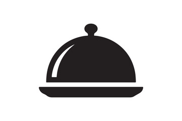 Fototapeta premium Restaurant Cloche icon silhouette vector with white background