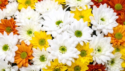 Close-up of vibrant chrysanthemums in full bloom showcases floral diversity