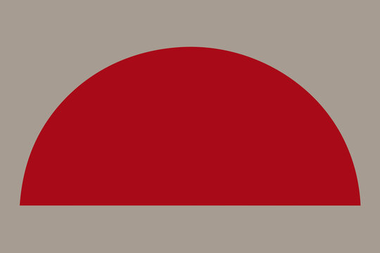 Abstract geometric design with red semi circle and neutral gray background