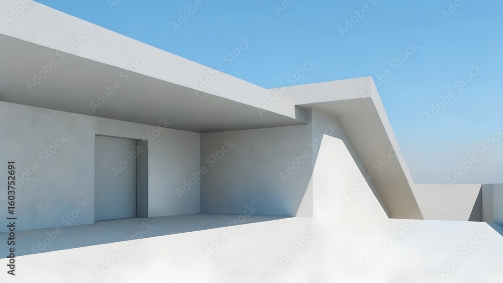 Fototapete 3d render of abstract modern architecture - minimalist structure, architectural contrast, abstract, 