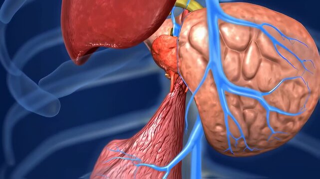 Medical Animation Visualization of Liver and Digestive System Anatomy Structure
