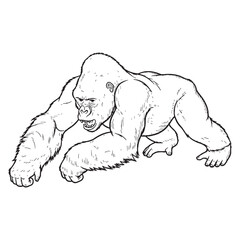 Furious Gorilla Primate Creature Type - Angry Gorilla vector - Angry Gorilla Line art - Angry Gorilla Drawing - Vector Lineart of Angry Gorilla - angry gorilla logo - angry gorilla outline

