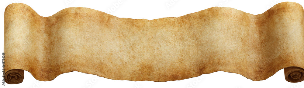 Poster old parchment paper texture with torn edge on transparent background