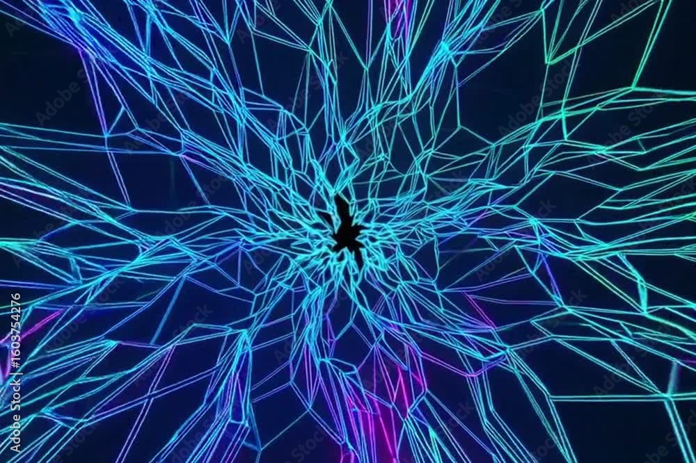 Aufkleber abstract image of a network with vibrant neon colors. the artwork features a network of interconnect