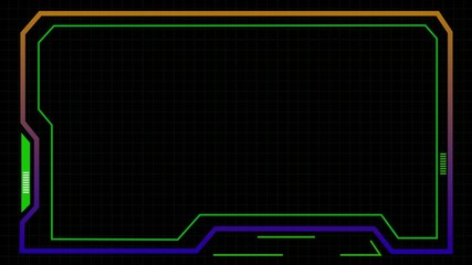 4K HUD Futuristic Hologram VHS Sci Fi Viewfinder games Loop animation. Technological futuristic Sci Fi display Interference. Digital technology Future border frame analysis background.4k video - Powered by Adobe