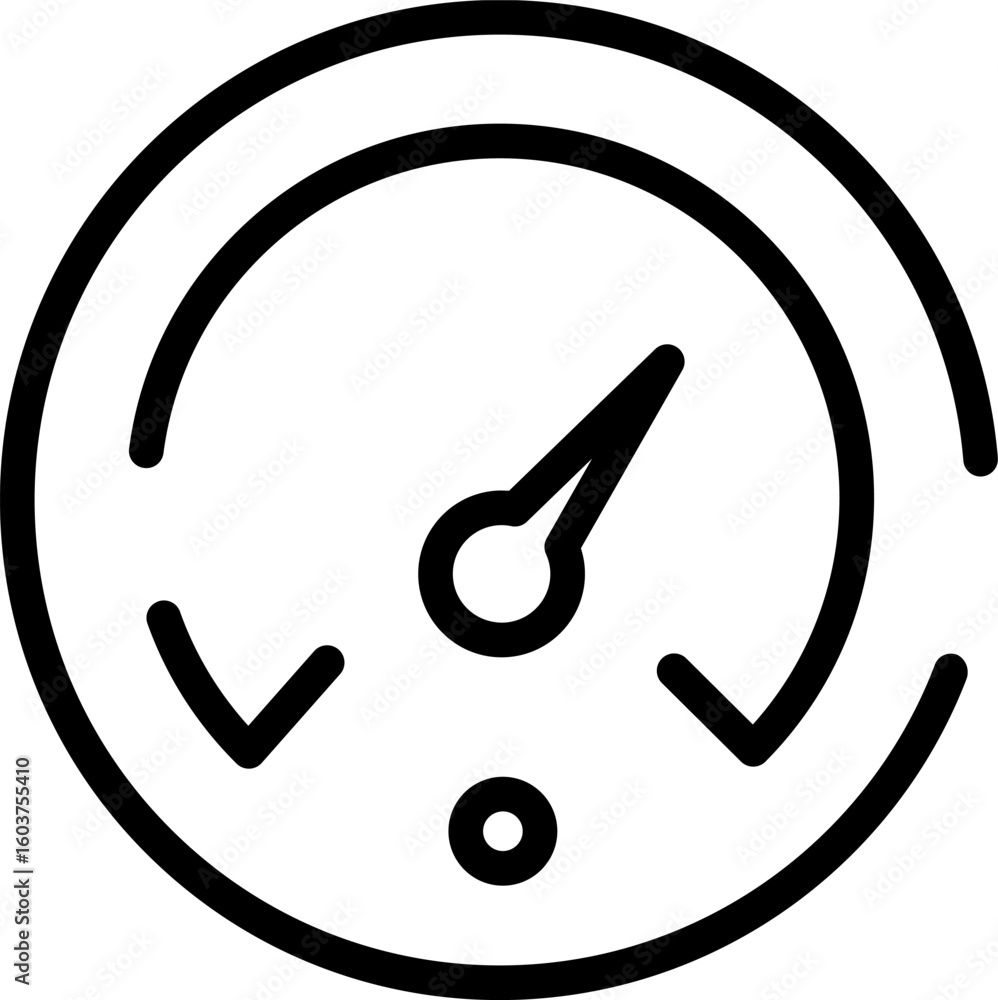 Poster minimalistic speedometer outline icon depicting performance and measurement in simple design