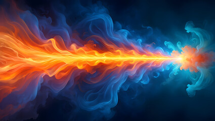 Hot red and orange fire flames abstractly burn on a black background, radiating dangerous heat and light