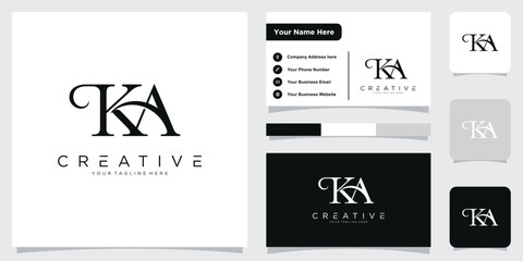 Initial KA letter logo design vector with business card design