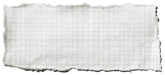 Torn Piece of Grid Paper Texture on Transparent Background