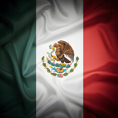 Mexican Flag Fabric Texture with National Emblem