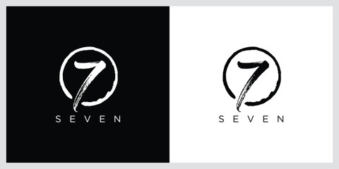 Number Seven Logo Design Template, vector illustration