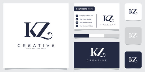 Initial KZ or ZK letter logo design vector