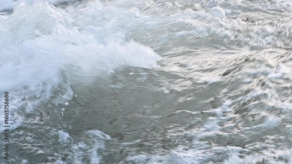 Poster close-up of ocean waves crashing and churning in a chaotic swirl of whitewater.
