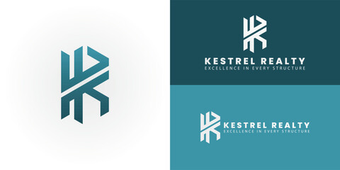 The dynamic KR logo for Real Estate and Construction features a modern and geometric design that symbolizes strength, innovative architecture, and solid foundations in the industry.