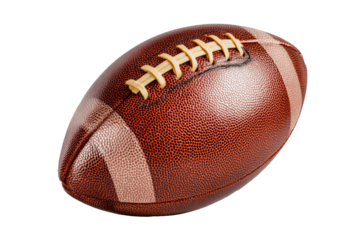 American football close up with laces on transparent background