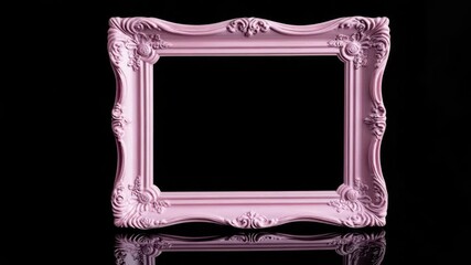 Elegant decorative pink frame with intricate design, sitting on reflective surface. - Powered by Adobe