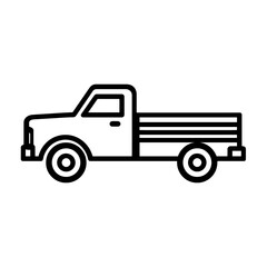 Fototapeta premium Simple line drawing of an isolated pickup truck with a blank bed, concept for transportation design, automotive illustration and vehicle presentation.