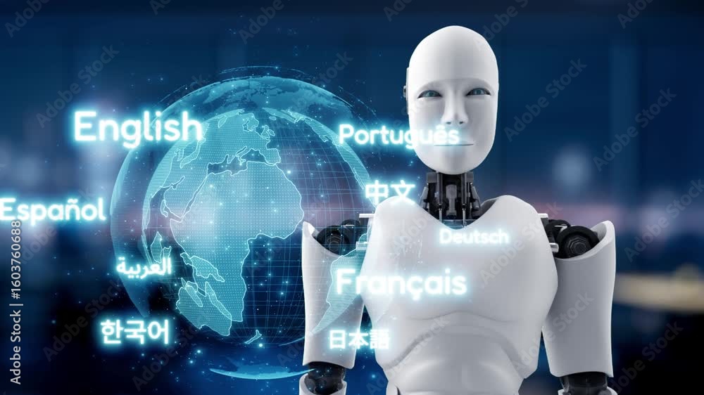 Poster ai artificial intelligence bridges global language communication with multilingual virtual assistant