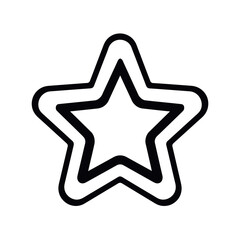 Stylized five-pointed star with a bold black outline and inner white fill, concept for graphic design element, icon creation, and decorative embellishment