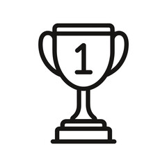 Vector illustration depicts a trophy with the number one on it, symbolizing achievement, concept for competition victory, awards ceremony and sports champion