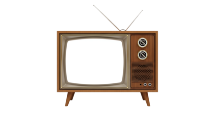 A retrostyle television set with a wood grain finish isolated on transparent background