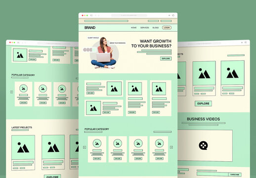 Marketing Agency Website Landing Page Wireframe Layout Template