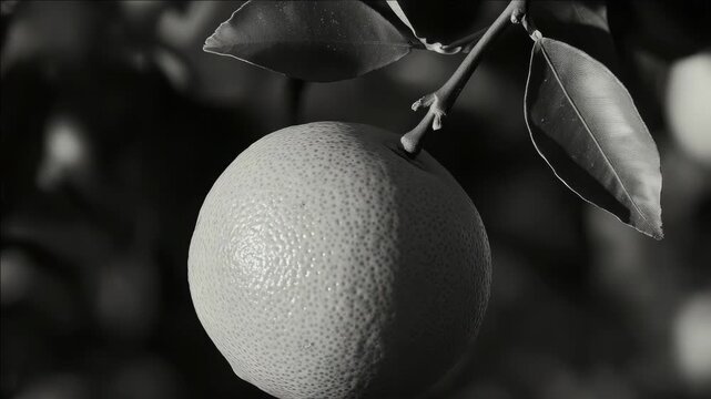 An up-close image of a ripe citrus fruit, with visible juice vesicles and a glossy skin. The focus is sharp while the background blurs softly to highlight the subject.