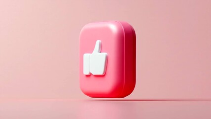 3D rendered like button icon in vibrant pink on a soft pink background, symbolizing approval - Powered by Adobe