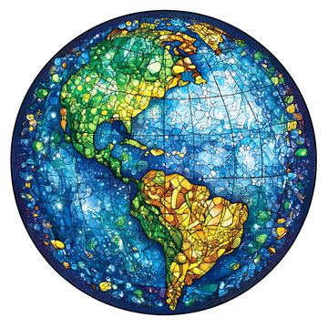 Stained Glass Style Earth Png